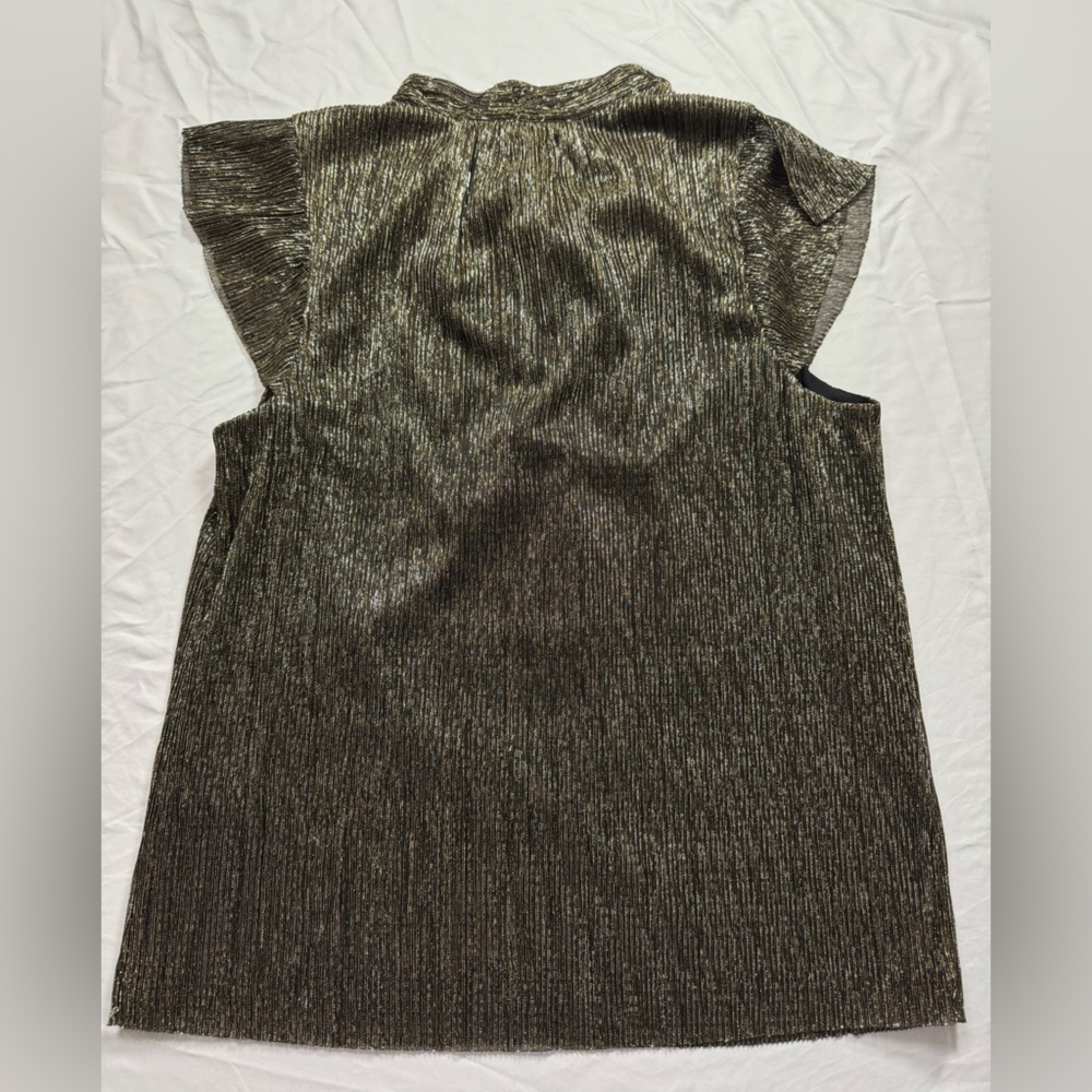 Banana Republic Shimmering Tie-Neck Blouse with flutter sleeves size Medium - Picture 4 of 6